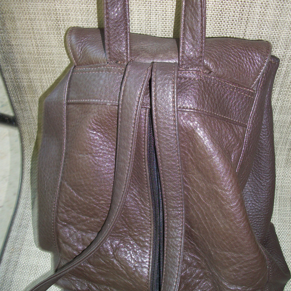 Vintage Liz Claiborne Brown Leather backpack rucksak w top handle main image 4